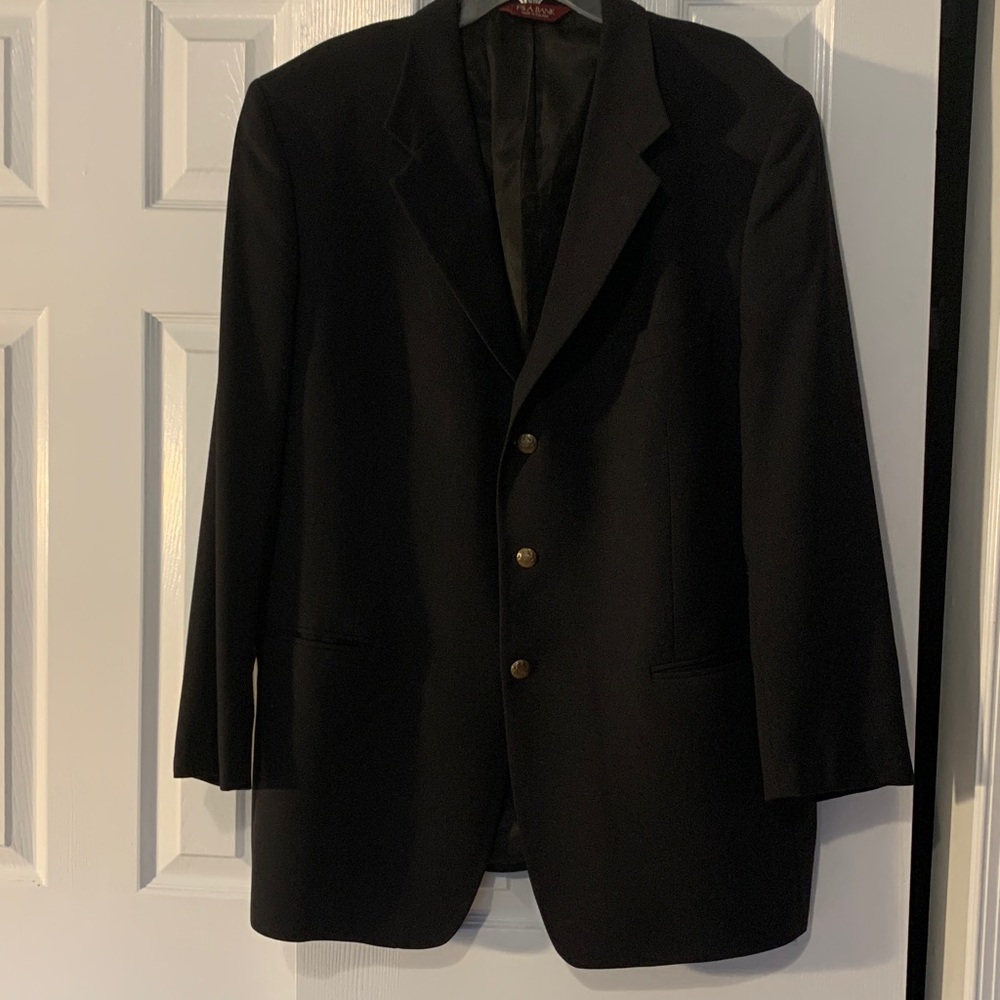 Jos. A. Bank Mens Black wool suit jacket withgold embossed buttons Size 48L